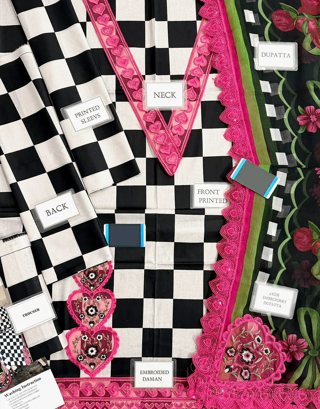 Afraz Elegant Checkerboard Embroidered Lawn 3Pc Unstitched Suit