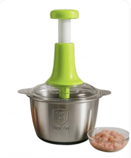 Afraz 2L Manual Food Chopper – Stainless Steel Push Chopper & Multi-Purpose Kitchen Vegetable & Nuts Cutter