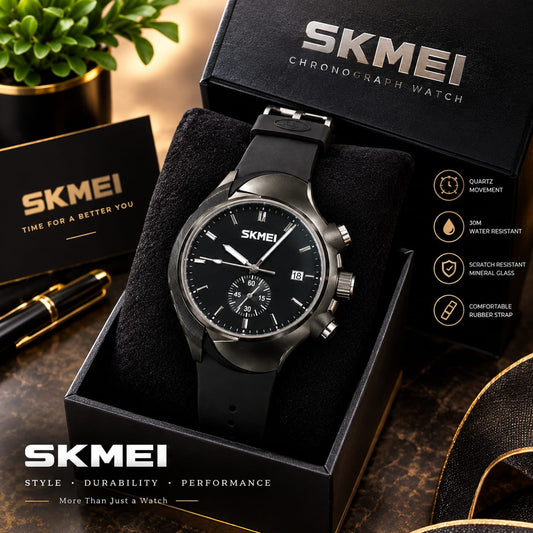 Premium SKMEI Men’s Waterproof Wristwatch with Original Gift Box – Afraz Store