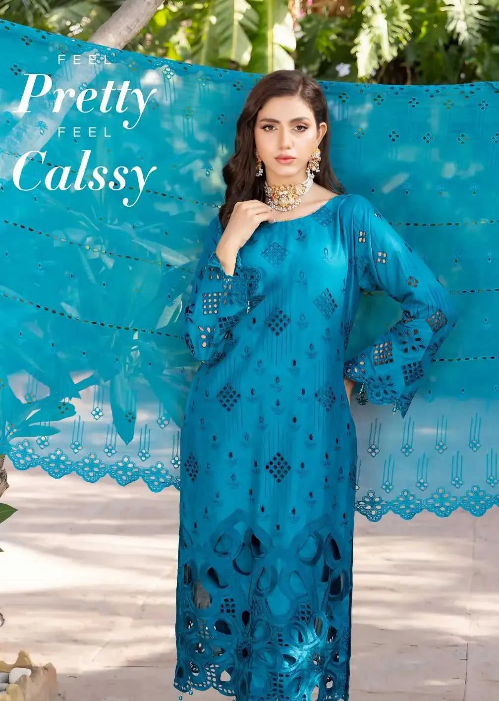 3 PIECE | Lawn/Schiffli Shirt | Lawn Trousers | Schiffli Chiken Pure Dupatta | AFRAZ