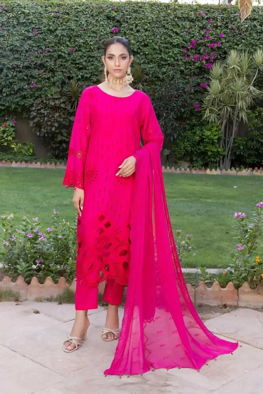 3 PIECE | Lawn/Schiffli Shirt | Lawn Trousers | Schiffli Chiken Pure Dupatta | AFRAZ