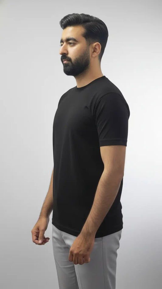 Black crewneck tee shirt | AFRAZ