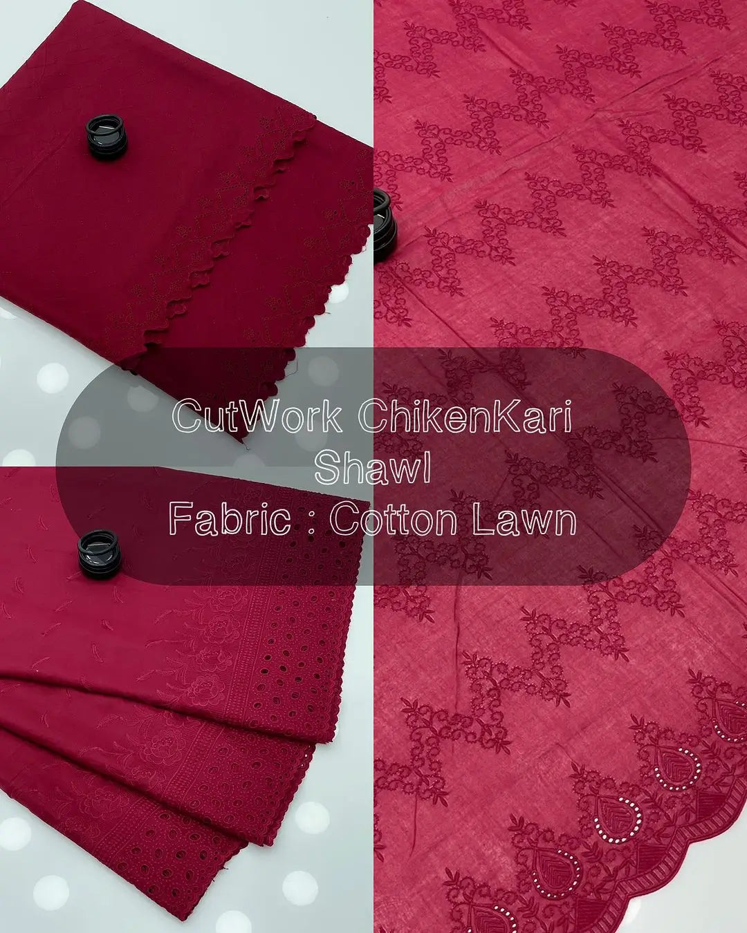 Shawl | Cotton Lawn | Chikenkari | Cutwork 2 Side Border
