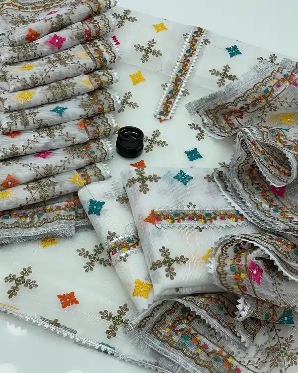 Khaadi net dress _ resham embroidered booti work on shirt. Resham Embroidered jaal Khaadi net dupatta. Buy online from afraz.pk