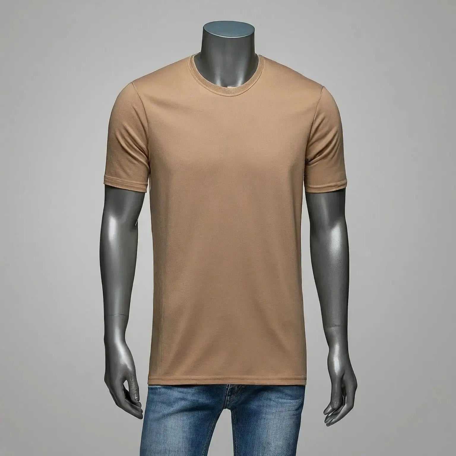 Men's light brown crewneck T-Shirt Classic Stylish – AFRAZ