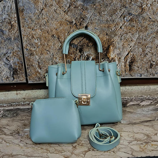 Women’s Green PU Leather Cross body Bag Set – Stylish 2 Piece Handbag & Wallet