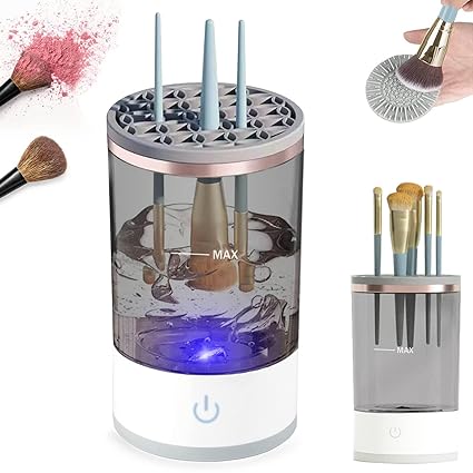 Afraz 3-in-1 Electric Makeup Brush Cleaner – Automatic Spin Washing Machine & Dry Holder Organizer for All Brush Sizes