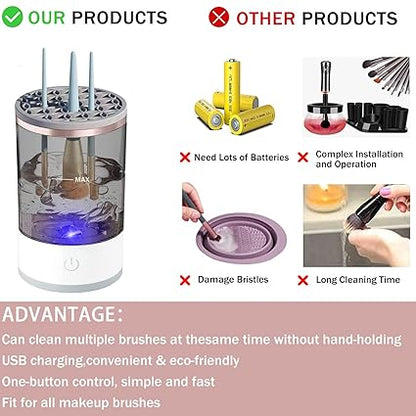 Afraz 3-in-1 Electric Makeup Brush Cleaner – Automatic Spin Washing Machine & Dry Holder Organizer for All Brush Sizes
