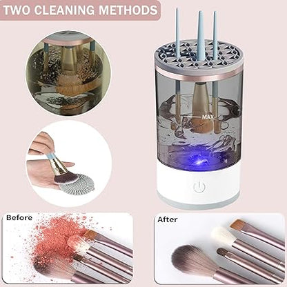 Afraz 3-in-1 Electric Makeup Brush Cleaner – Automatic Spin Washing Machine & Dry Holder Organizer for All Brush Sizes