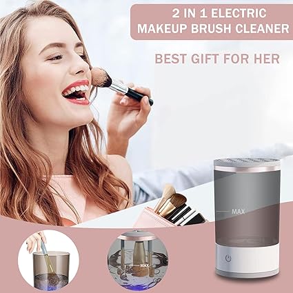 Afraz 3-in-1 Electric Makeup Brush Cleaner – Automatic Spin Washing Machine & Dry Holder Organizer for All Brush Sizes