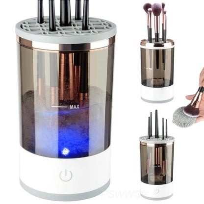 Afraz 3-in-1 Electric Makeup Brush Cleaner – Automatic Spin Washing Machine & Dry Holder Organizer for All Brush Sizes