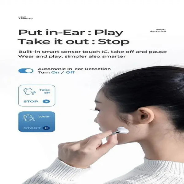 afraz WS Wireless Earbuds — Active Noise Cancelling (ANC) Bluetooth Headphones (White)