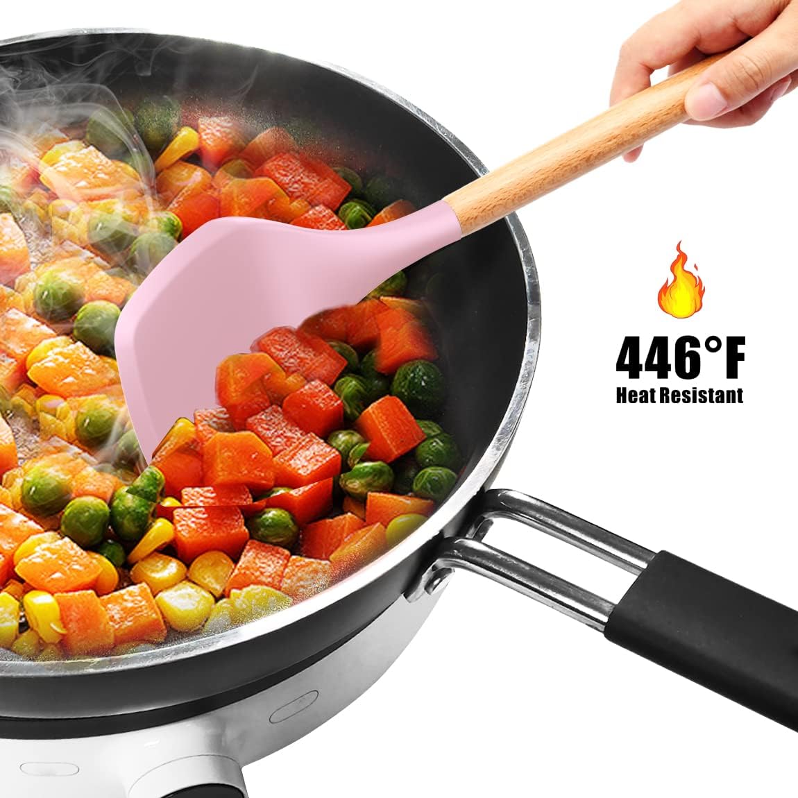 Afraz Premium 12-Pcs Silicone Kitchen Utensils Set with Wooden Handles – Non-Stick Heat-Resistant Cookware Cooking Tools with Holder