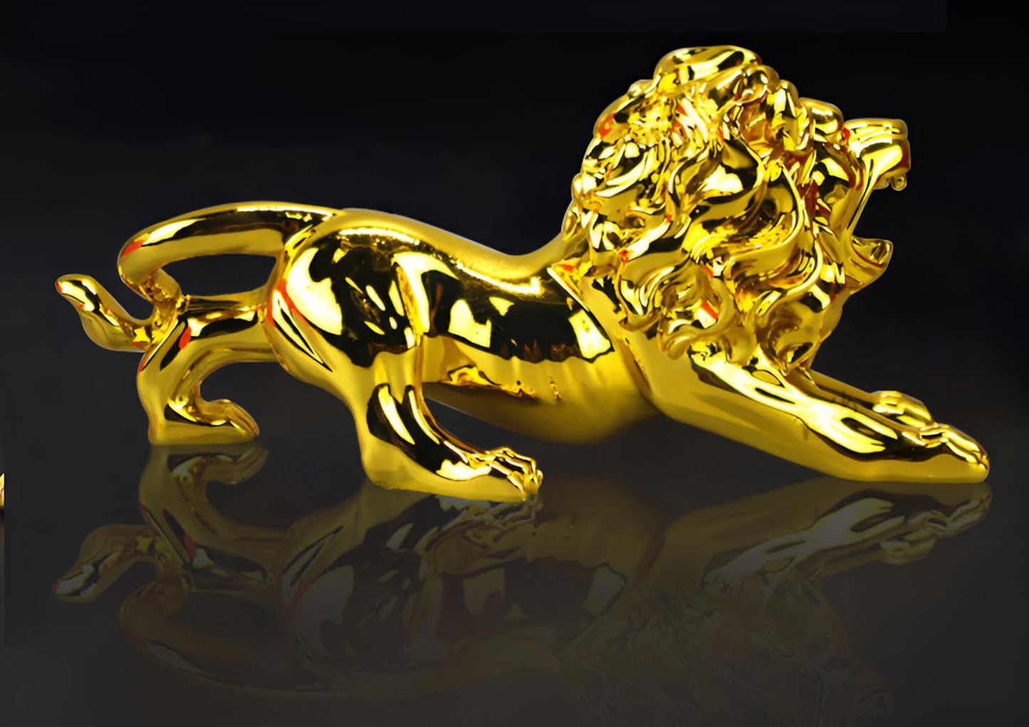 Afraz Golden Lion Car Dashboard Decoration – Modern Abstract Panther Statue