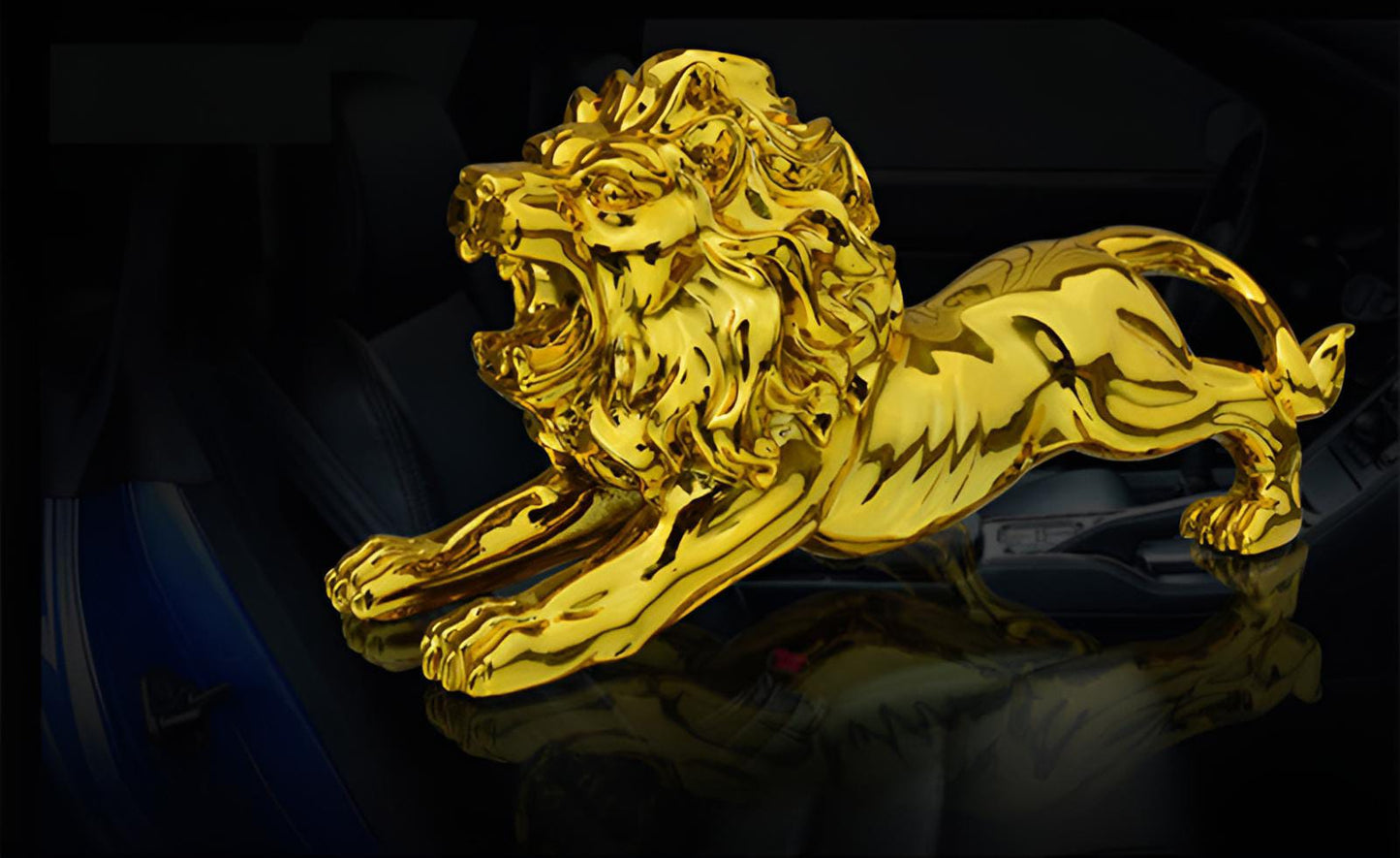 Afraz Golden Lion Car Dashboard Decoration – Modern Abstract Panther Statue