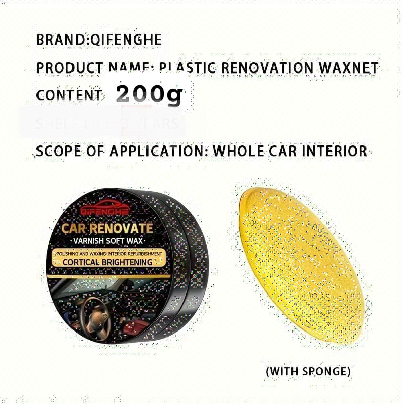 Afraz QIFENGHE Car Plastic Restorer (200g + Sponge) – Premium Auto Interior & Panel Renewal Wax Coating Agent for Dashboard & Trim