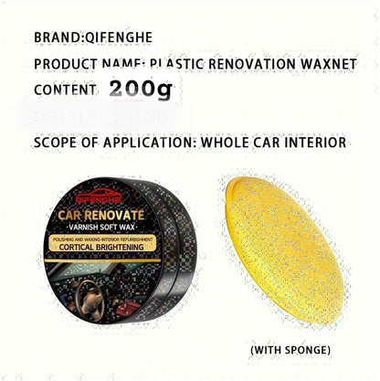 Afraz QIFENGHE Car Plastic Restorer (200g + Sponge) – Premium Auto Interior & Panel Renewal Wax Coating Agent for Dashboard & Trim