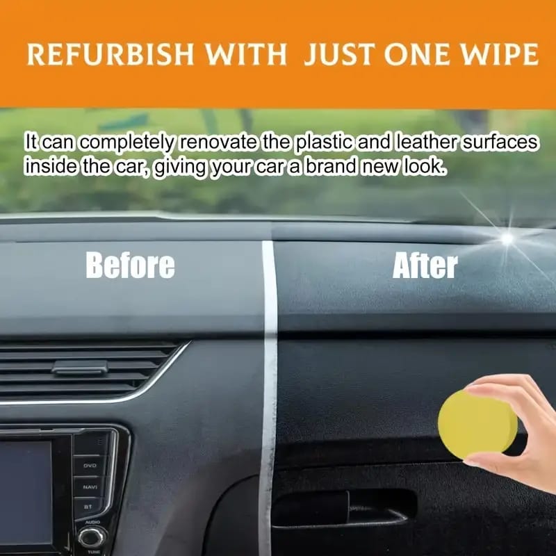 Afraz QIFENGHE Car Plastic Restorer (200g + Sponge) – Premium Auto Interior & Panel Renewal Wax Coating Agent for Dashboard & Trim