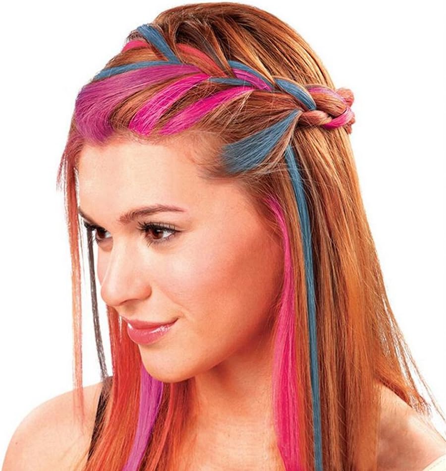 Afraz Pack of 4 Temporary Hair Chalks – 4 Vibrant Colors Hair Dye Powder Cake for Instant Washable Styling & Salon Fun
