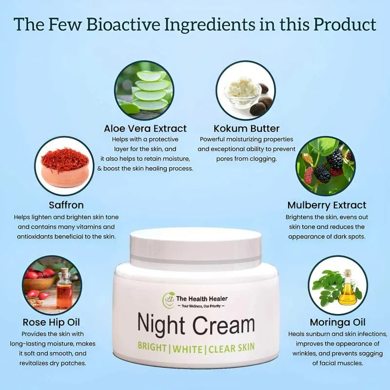Afraz The Health Healer Night Cream (Pack of 2 - 50g Each) – Premium Skin Brightening & Repairing Night Cream for Glowing Skin