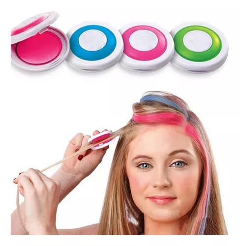 Afraz Pack of 4 Temporary Hair Chalks – 4 Vibrant Colors Hair Dye Powder Cake for Instant Washable Styling & Salon Fun
