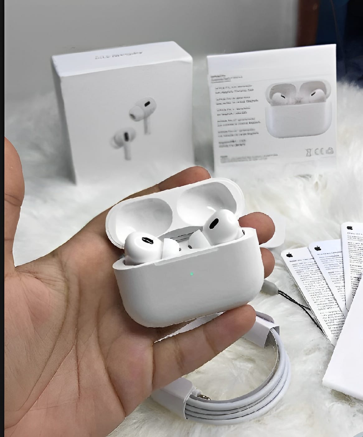 Afraz AirPods Pro 2 Wireless Earbuds with Lanyard Loop (White)