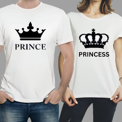 Afraz Prince & Princess Matching T-Shirt Combo | Premium Couple Pack