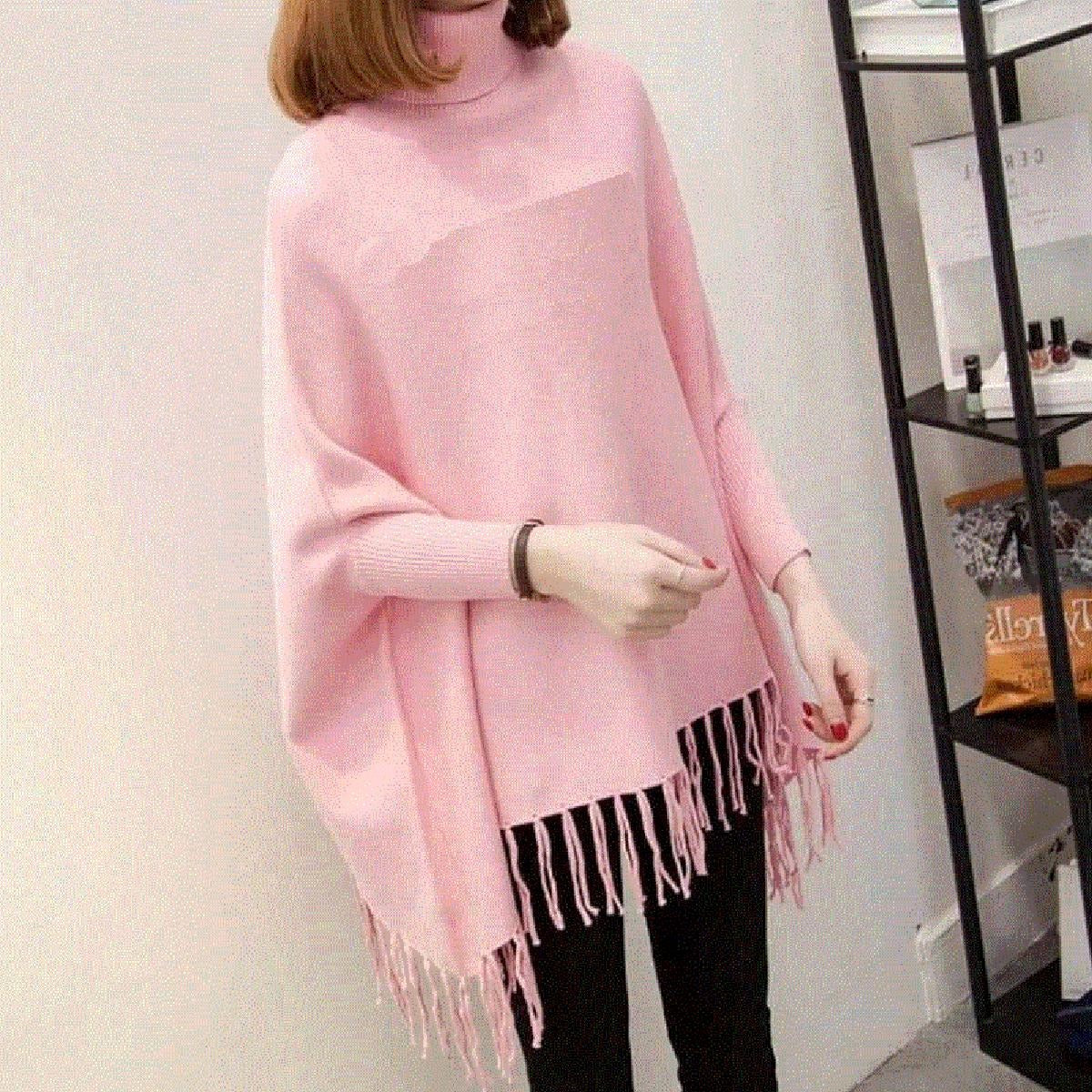 Premium Pink Fleece Poncho for Women – Free Size
