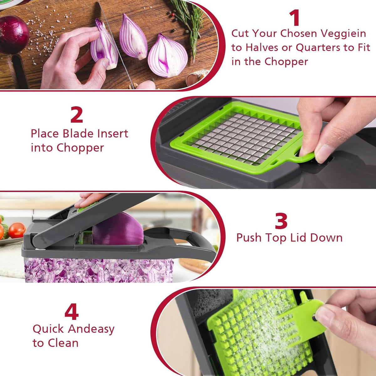 Kitchen Ideas 16-in-1 Multifunctional Vegetable Chopper by Afraz | Premium Stainless Steel Interchangeable Blades Slicer Set