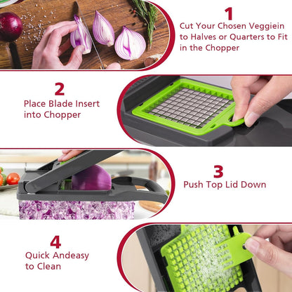 Kitchen Ideas 16-in-1 Multifunctional Vegetable Chopper by Afraz | Premium Stainless Steel Interchangeable Blades Slicer Set
