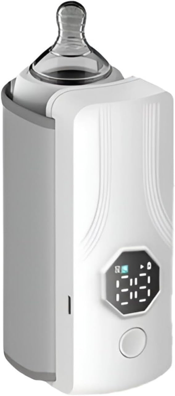 Afraz Portable Baby Bottle Warmer – Fast 1-Min Heating Rechargeable Milk Heater, USB Powered Travel Bottle Warmer with 6 Temperature Levels & Smart LCD Display for On-the-Go Feeding