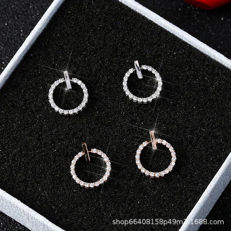 Afraz ZVT-168 Circle Zircon Korean Earrings – Elegant Geometric Jewelry