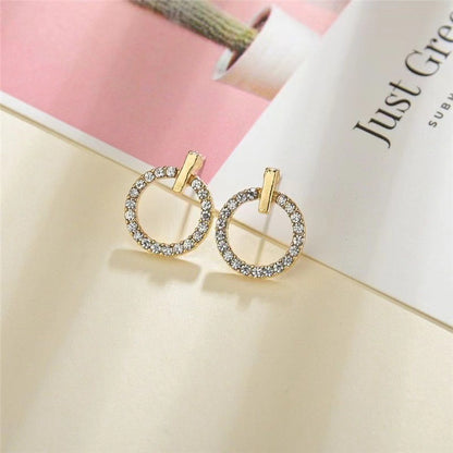 Afraz ZVT-168 Circle Zircon Korean Earrings – Elegant Geometric Jewelry