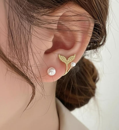 Afraz AUJ-939 Korean Fish Tail Earrings – Elegant Mermaid Tail Jewelry
