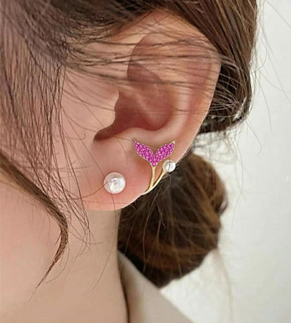 Afraz AUJ-939 Korean Fish Tail Earrings – Elegant Mermaid Tail Jewelry