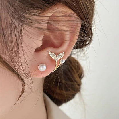 Afraz AUJ-939 Korean Fish Tail Earrings – Elegant Mermaid Tail Jewelry