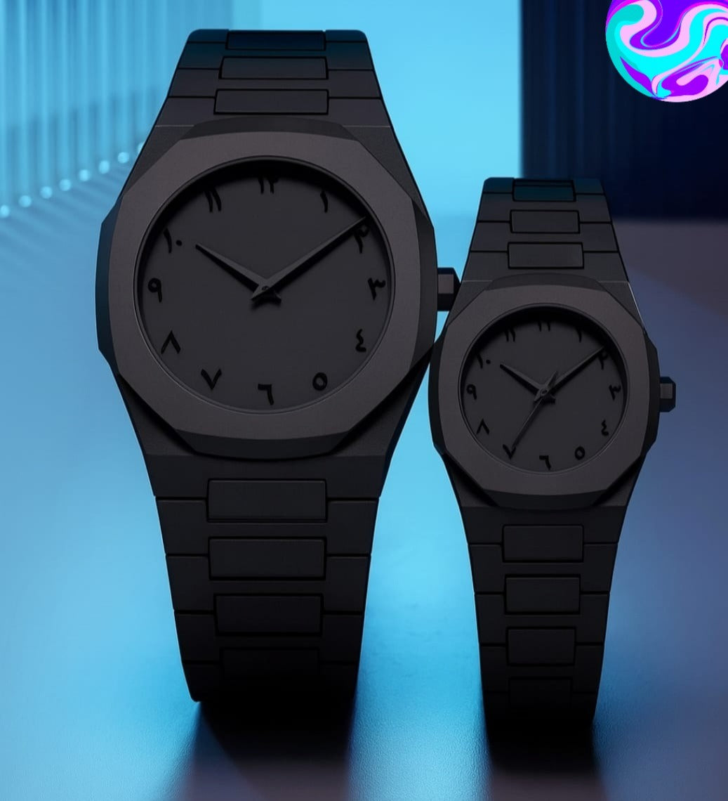 Afraz Black Aura Couple Watch Set – Elegant Matching Timepieces