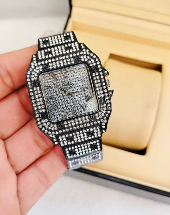 Afraz Ladies Stylish Stone Watch – Luxury Crystal Analog Wristwatch