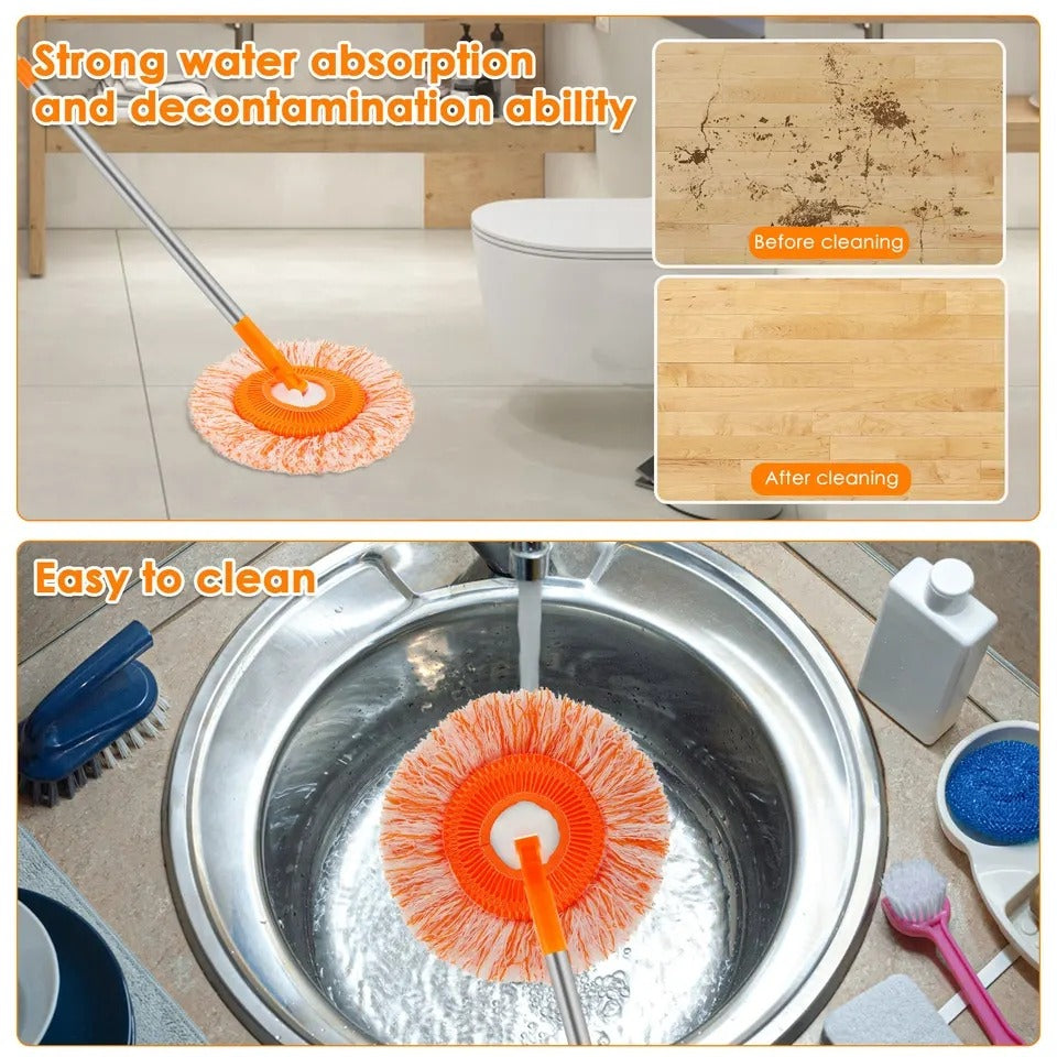 Afraz 360° Rotating Microfiber Mop – Round Shape Floor Cleaning Mop with Extendable Adjustable 36-Inch Stick for Home & Office