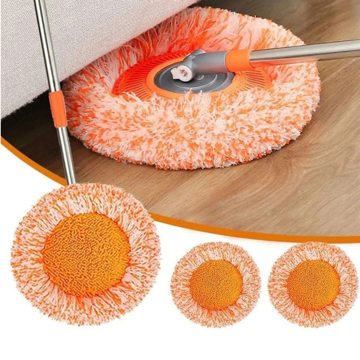 Afraz 360° Rotating Microfiber Mop – Round Shape Floor Cleaning Mop with Extendable Adjustable 36-Inch Stick for Home & Office