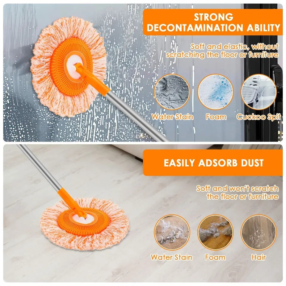 Afraz 360° Rotating Microfiber Mop – Round Shape Floor Cleaning Mop with Extendable Adjustable 36-Inch Stick for Home & Office