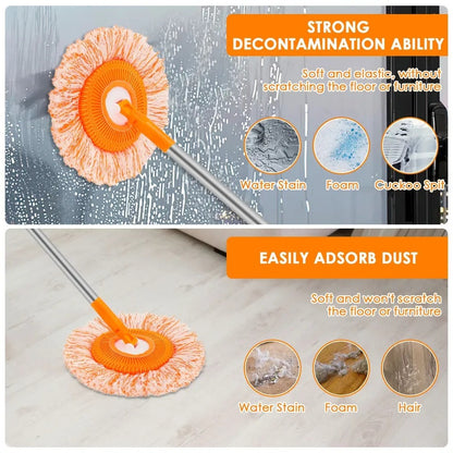 Afraz 360° Rotating Microfiber Mop – Round Shape Floor Cleaning Mop with Extendable Adjustable 36-Inch Stick for Home & Office