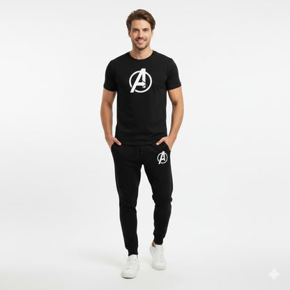 Afraz Men’s Casual Maroon Tracksuit – Round Neck Half-Sleeve T-Shirt & Matching Trouser Set for Gym, Jogging & Daily Wear