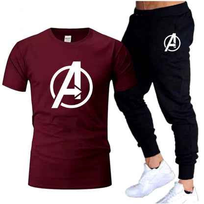 Afraz Men’s Casual Maroon Tracksuit – Round Neck Half-Sleeve T-Shirt & Matching Trouser Set for Gym, Jogging & Daily Wear