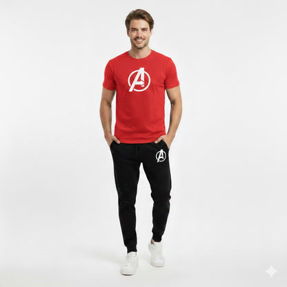 Afraz Men’s Casual Maroon Tracksuit – Round Neck Half-Sleeve T-Shirt & Matching Trouser Set for Gym, Jogging & Daily Wear