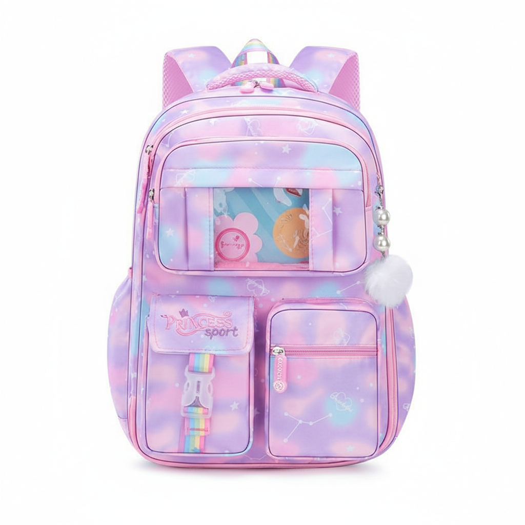 Afraz Next-Gen Smart School Backpack – Heavy-Duty Multi-Pocket Daily Bag (Purple Blue)