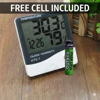 Afraz Professional LCD Indoor Temperature & Humidity Monitor – Large Digital Display Gauge for Home & Office (+ Free Battery)
