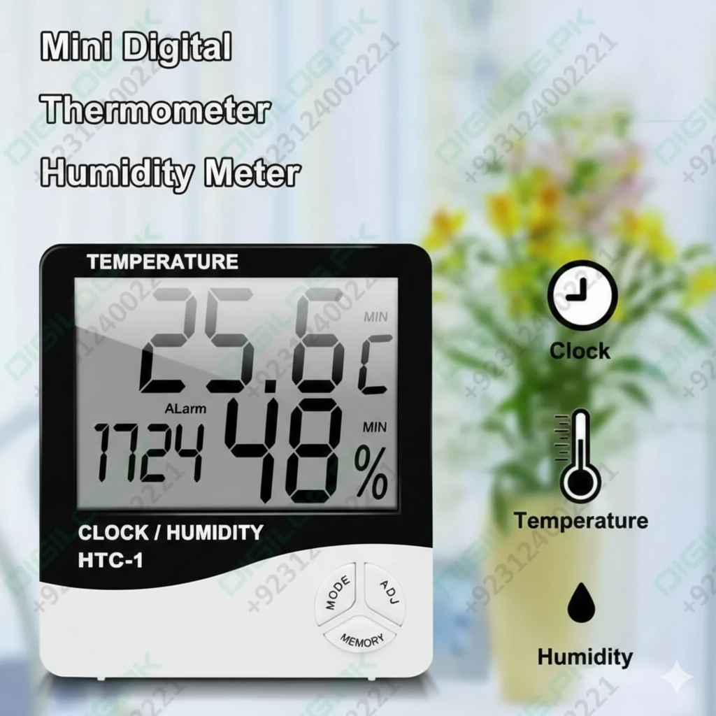 Afraz Professional LCD Indoor Temperature & Humidity Monitor – Large Digital Display Gauge for Home & Office (+ Free Battery)