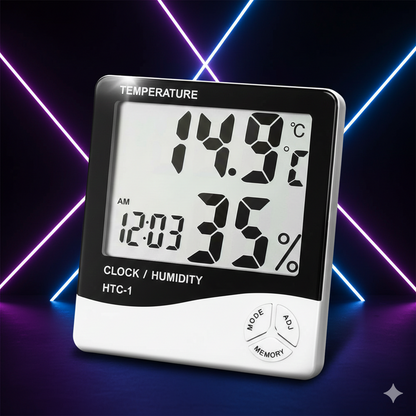 Afraz Professional LCD Indoor Temperature & Humidity Monitor – Large Digital Display Gauge for Home & Office (+ Free Battery)