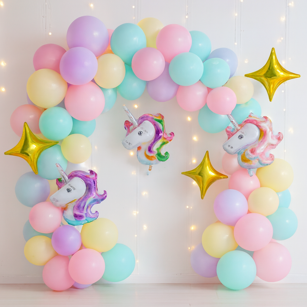 Afraz 57-Pcs Pastel Unicorn Birthday Decoration Set with Balloon Garland Kit for Girls Party